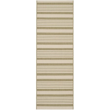 Safavieh 2 Ft. -3 In. X 6 Ft. -7 In. Runner Indoor-Outdoor Courtyard- Green And Beige- Power Loomed Rug CY6062-244-27